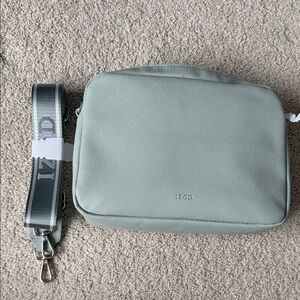 Izod Mint Green Pebbled Messenger Bag with Branded Strap